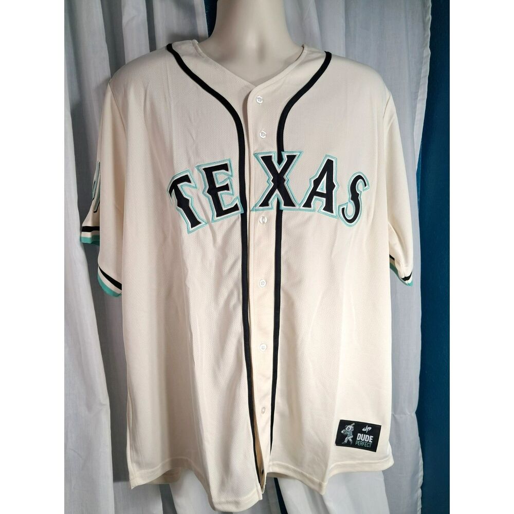 Texas Rangers Dude Perfect  Theme Night Jersey 8/21 Size XL